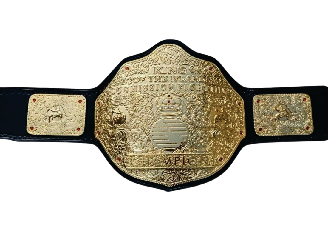 Big Gold King of the Island Submission Fighting Custom Custom Championship Wrestling Belt Title Belts Nation