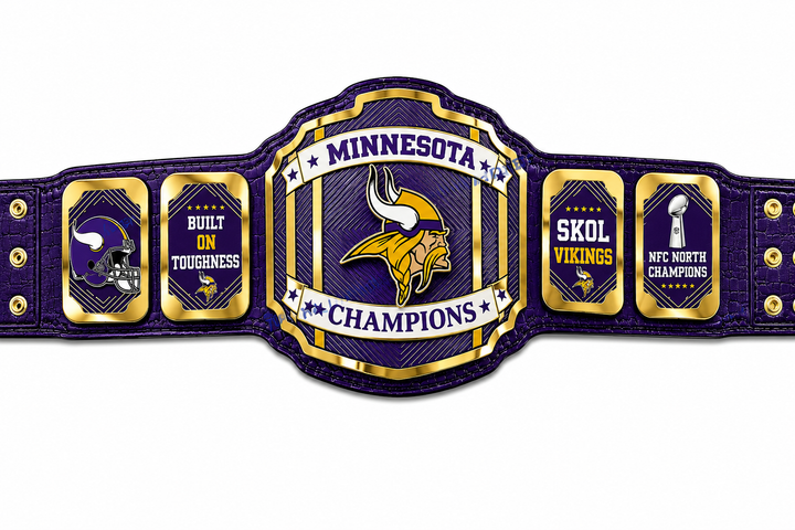 Custom Minnesota Vikings team World Championship Belt Adult Size 2MM Brass