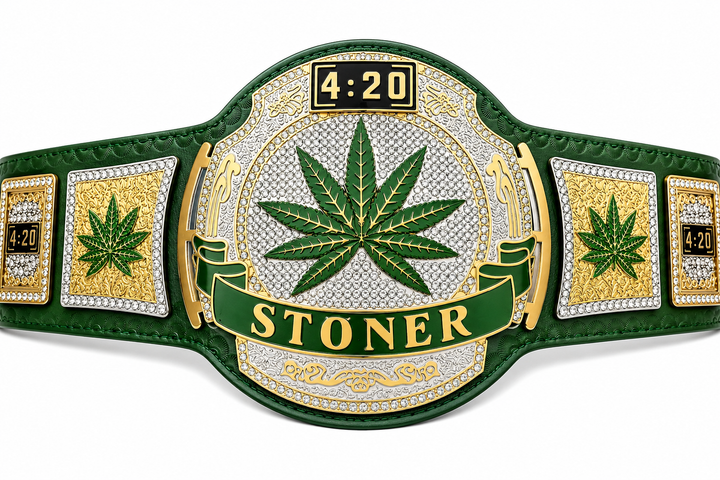 Smoker Stoner Weed 420 Heavyweight Wrestling Championship Replica Belt Brass