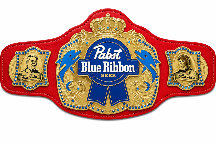 NEW Pabst Blue Ribbon Championship belt Adult Size Replica 2mm ZINC