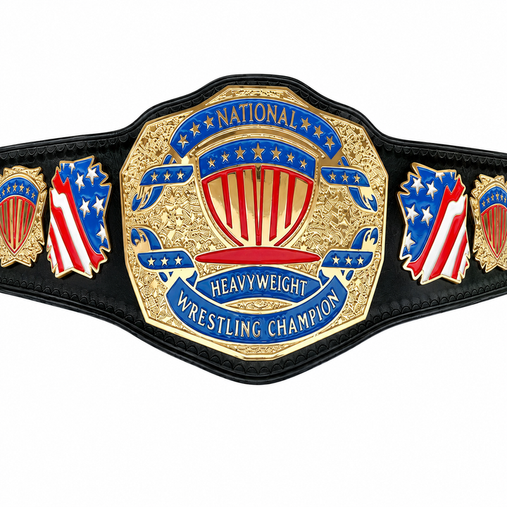 National Heavyweight Wrestling Championship Replica Title Belt 4mm Brass