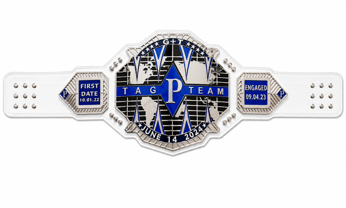 Custom Tagteam Title belt Zinc Metal 4mm Cow Hide Leather Strap adult size