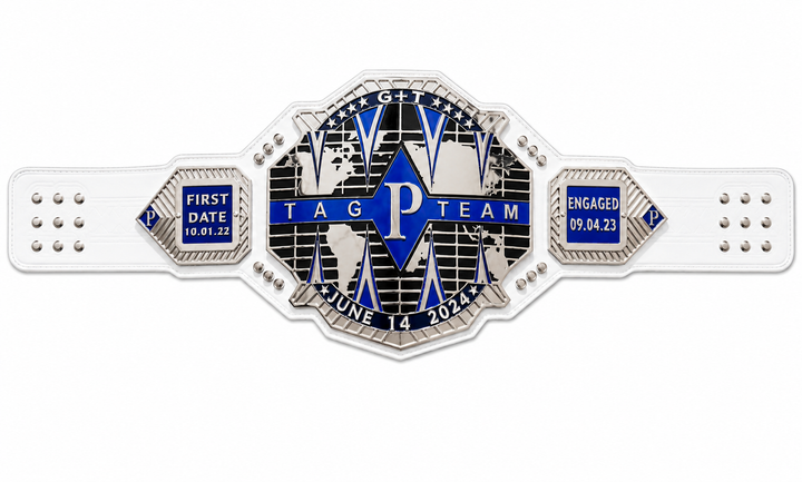 Custom Tagteam Title belt Zinc Metal 4mm Cow Hide Leather Strap adult size