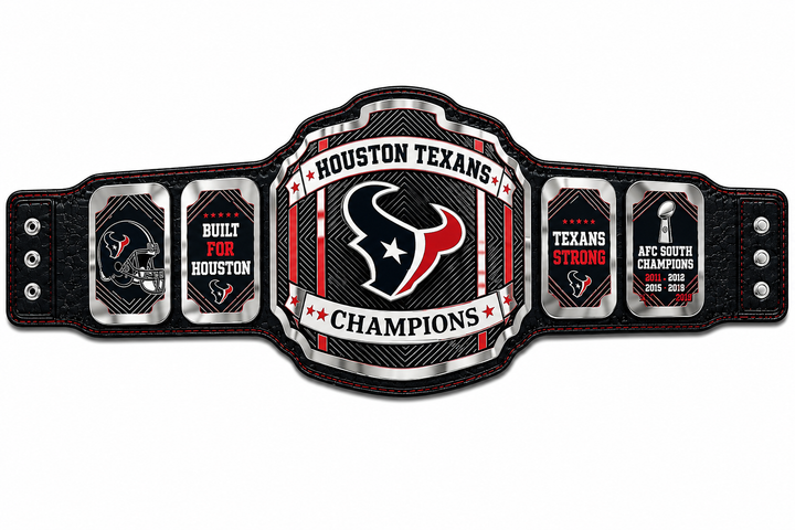 Custom Houston Texans team World Championship Belt Adult Size 2MM Brass