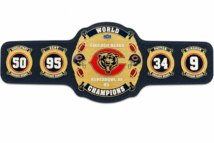 Superbowl Chicago Bears Championship Title Belt Adult Size Raplica 2mm Zinc
