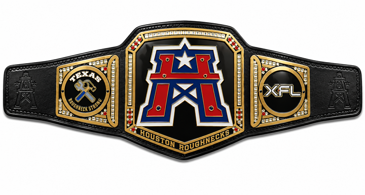 New Customise Houston Roughnecks Championship Title Belt NFL Stacked Plated Belt