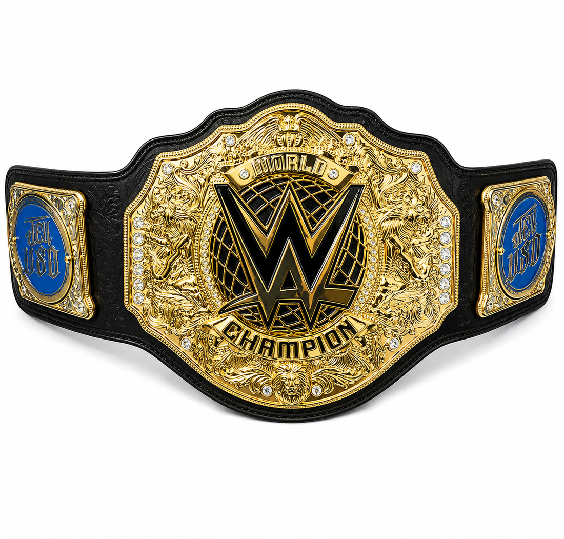 WWE World Heavyweight Championship Replica Belt  Jey Uso Custom Side Plates Gold Edition