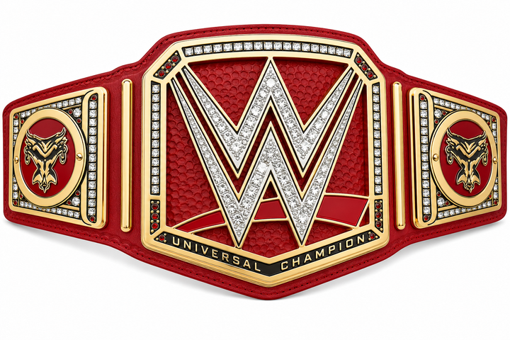 Custom Red Universal Championship Belt  Premium Gold Plated Wrestling Title Replica with Jewel-Stone Plates