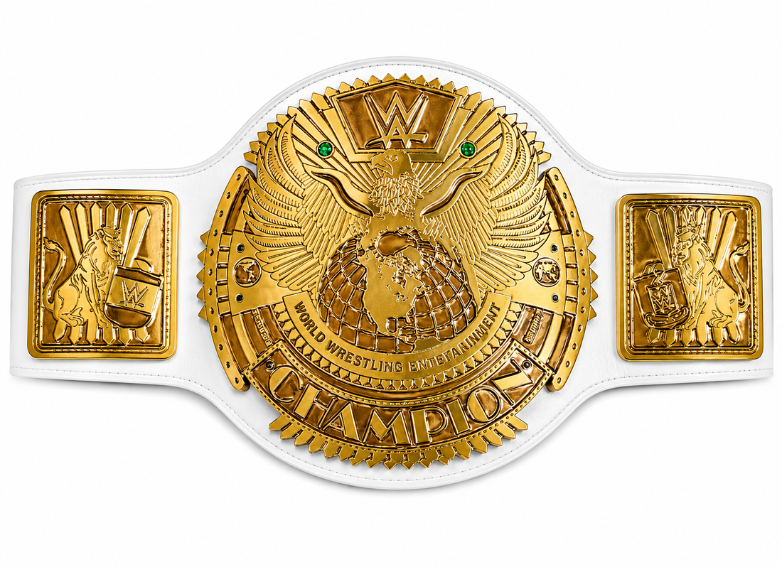 WWE White Strap Championship Replica Belt  Gold Eagle World Wrestling Championship Title