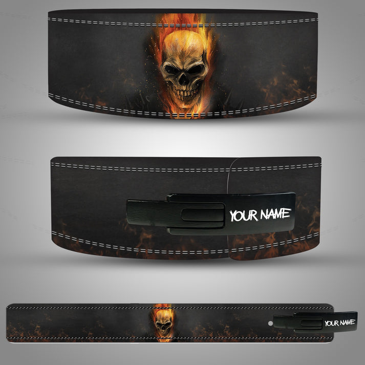 Flaming Skull Custom Weightlifting Belt