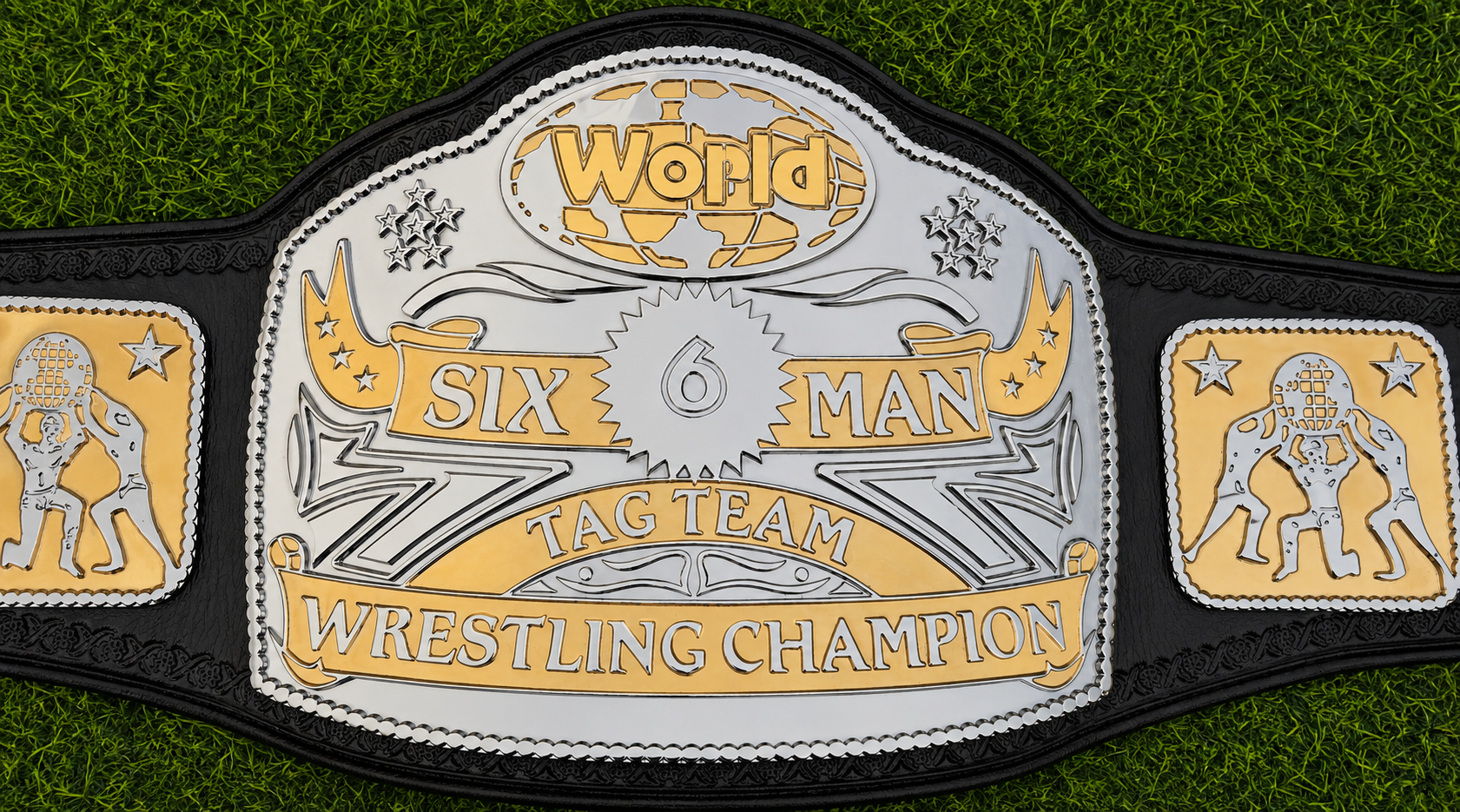 NWA World Six Man Tag Team Championship Title Belt HD CNC