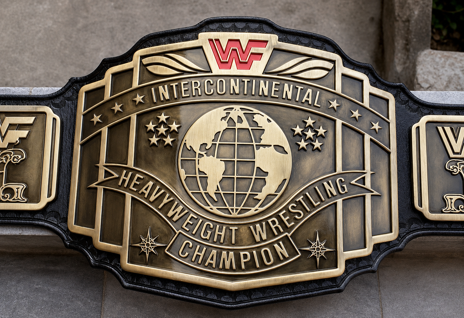 WWF Intercontinental Red Logo HD CNC Antique Plated Championship Title Belt
