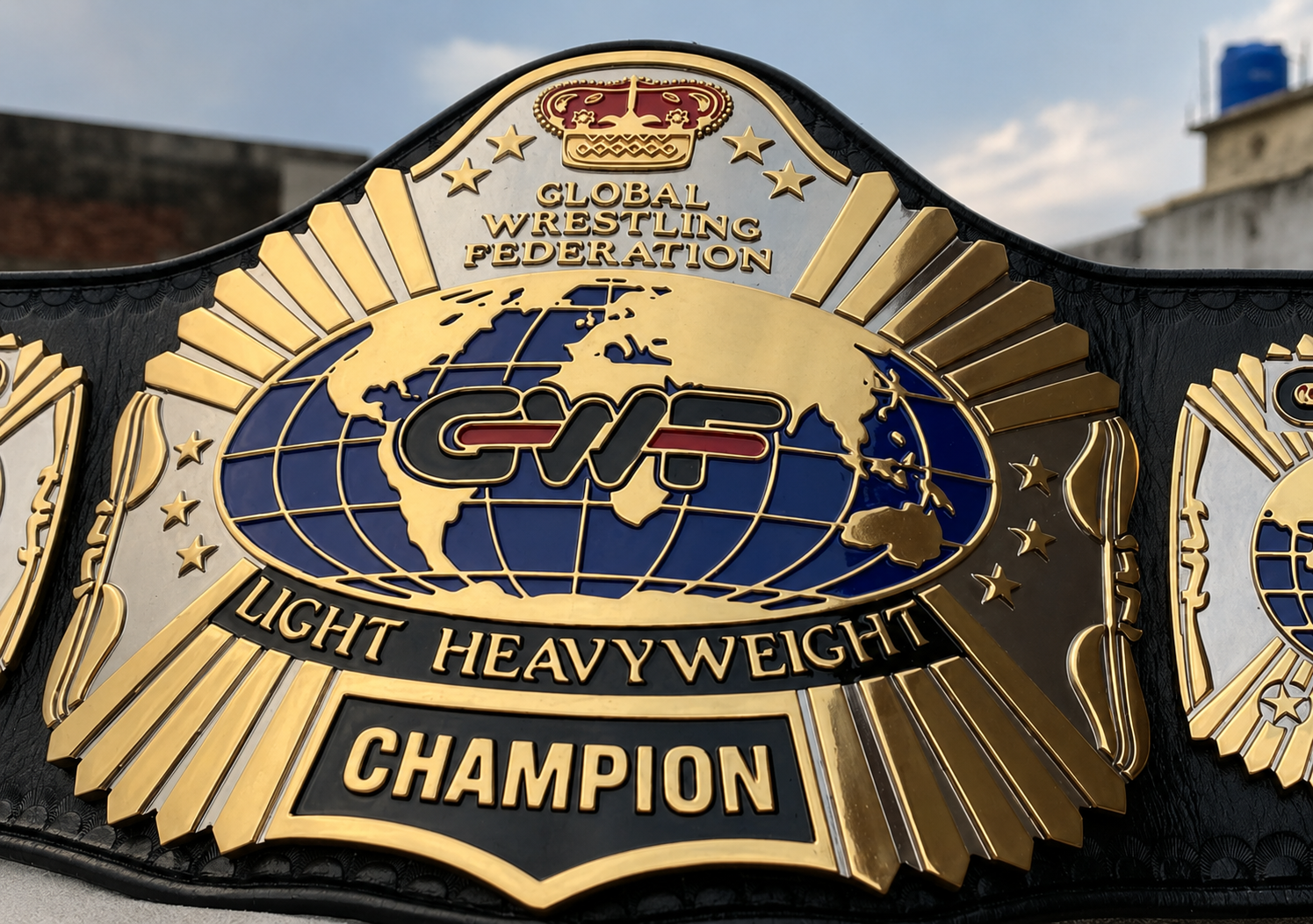 GWF Light Heavyweight Wrestling Championship Title Belt  CNC HD 24k Gold Plated Belt