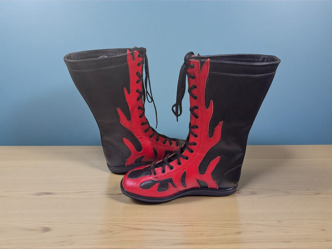 Handmade Leather Wrestling Boots Tall Lace Up Custom Pro Style