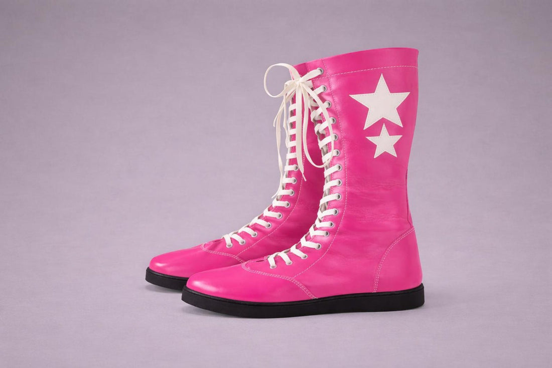 Unisex Leather Knee-High Boots – Lace-Up Star Statement Footwear