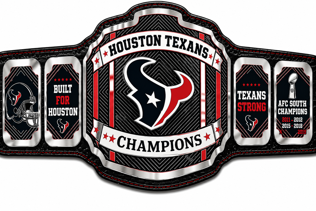 Custom Houston Texans team World Championship Belt Adult Size 2MM Brass
