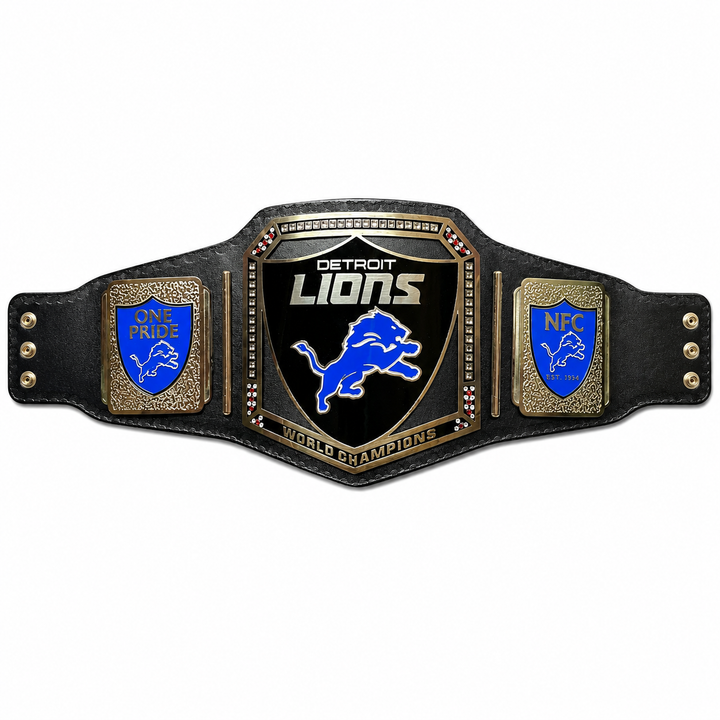 Custom Detroit Lions team World Championship Belt Adult Size 2MM Brass