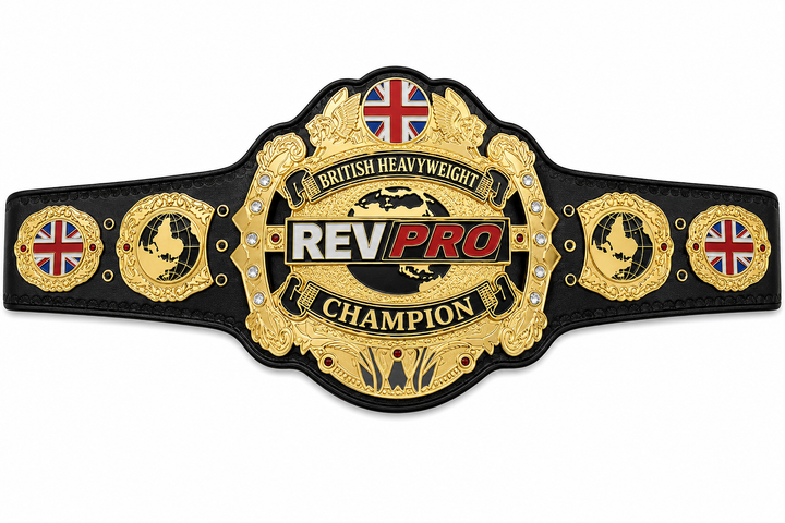 Rev Pro British Heavyweight Championship Stacked Plated Title Belt Adult Size