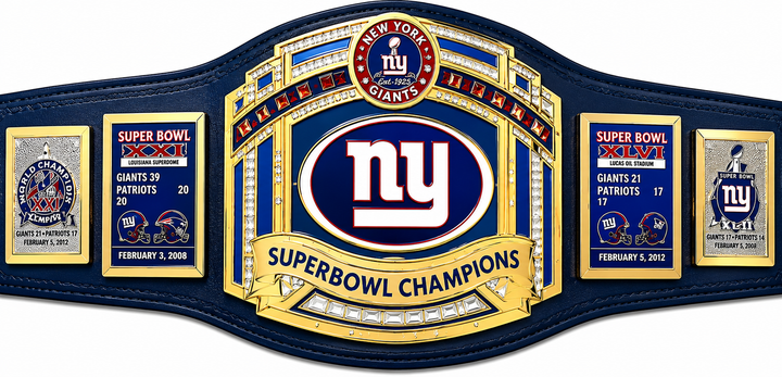NewYork Giants Superbowl Championship Leather title belt Adult size Zinc Metal