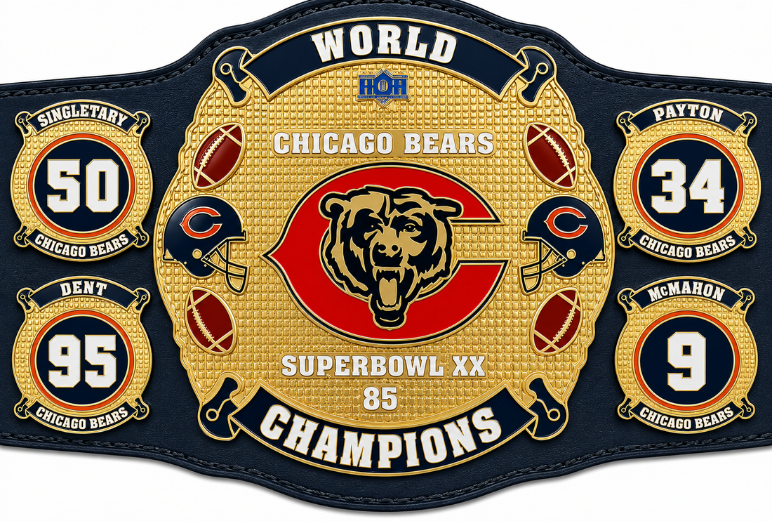 Superbowl Chicago Bears Championship Title Belt Adult Size Raplica 2mm Zinc