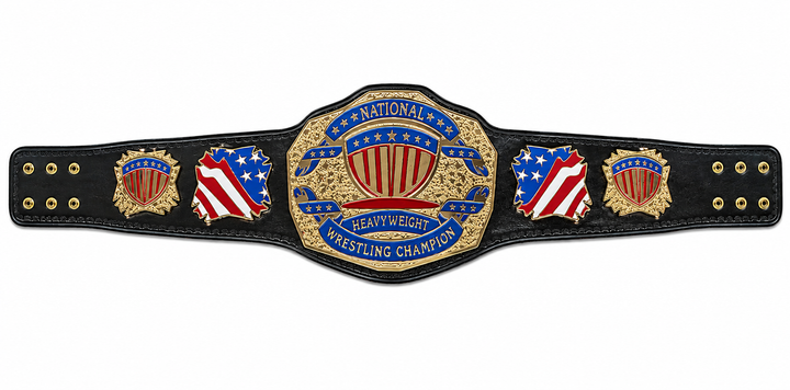 National Heavyweight Wrestling Championship Replica Title Belt 4mm Brass