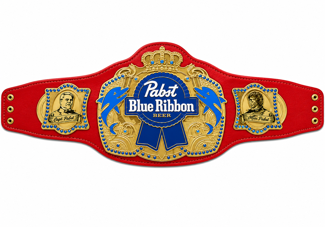 NEW Pabst Blue Ribbon Championship belt Adult Size Replica 2mm ZINC