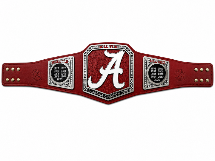 New Customise Albama Roll Tide Red Strap Championship Leather Belt Adult Size