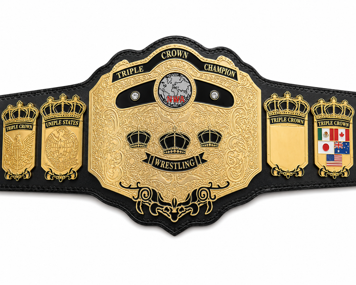 NWA OLD SCHOOL TRIPLE CROWN WRESTLING CHAMPIONSHIP BELT ADULT SIZE