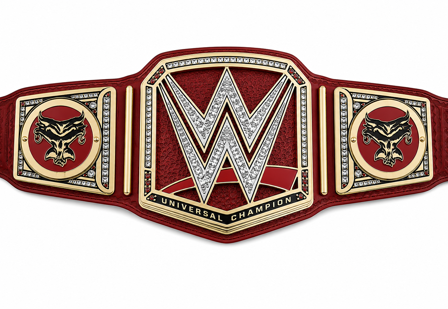 Custom Red Universal Championship Belt  Premium Gold Plated Wrestling Title Replica with Jewel-Stone Plates