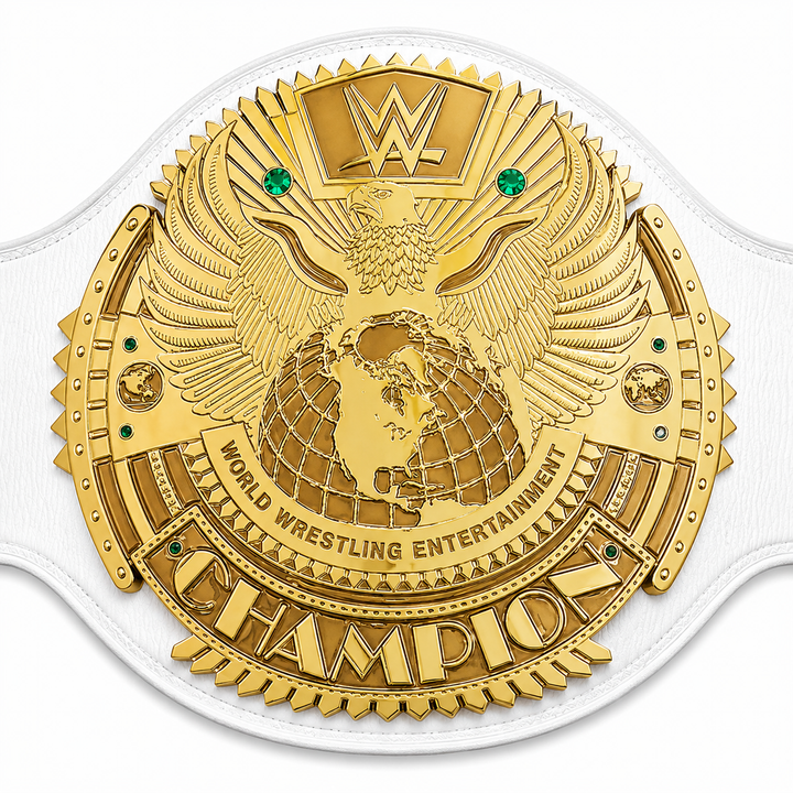 WWE White Strap Championship Replica Belt  Gold Eagle World Wrestling Championship Title