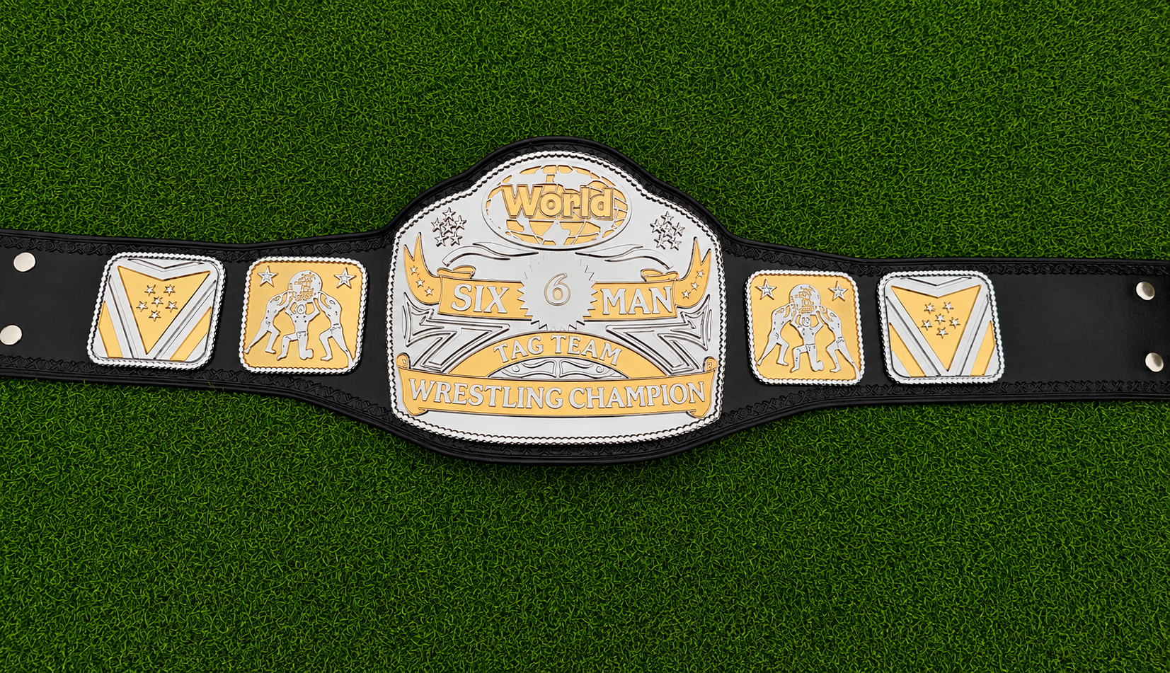 NWA World Six Man Tag Team Championship Title Belt HD CNC