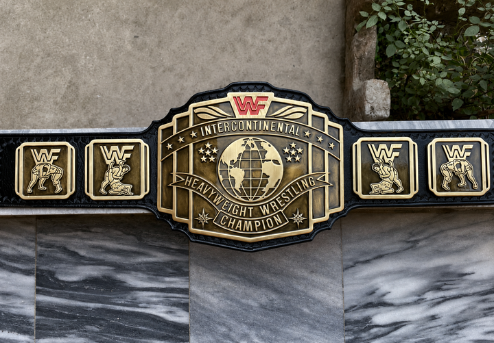 WWF Intercontinental Red Logo HD CNC Antique Plated Championship Title Belt