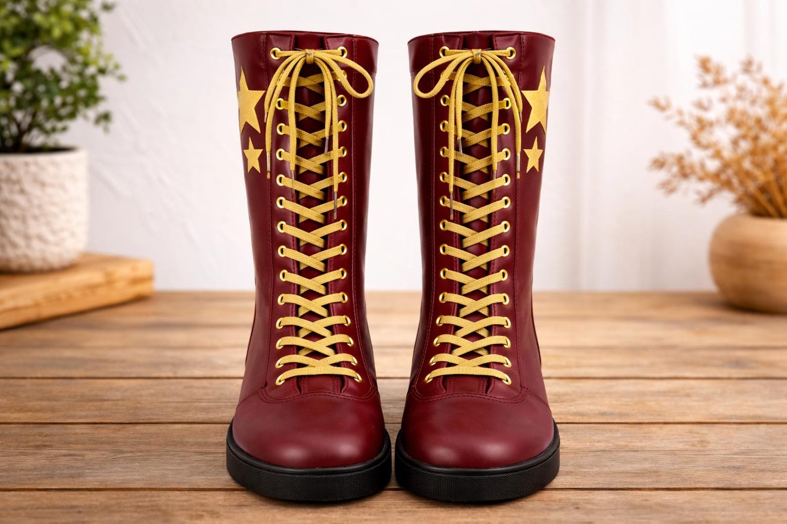 Pro Handmade Leather Wrestling Boots – Lace-Up Fight Gear