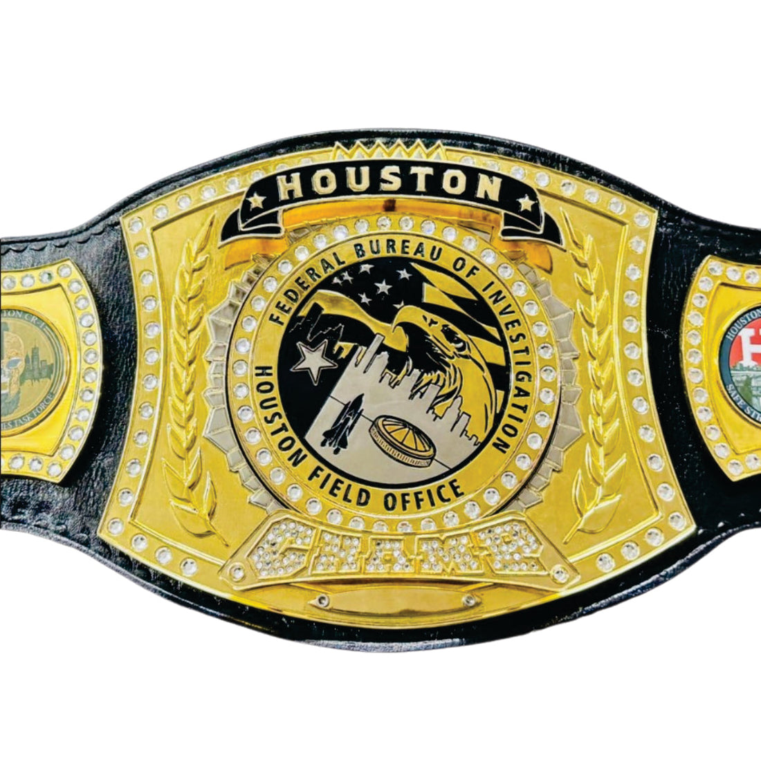 Houston Spinner Black Federal Bureau of Investigation Champion Championship Belt Title Belts Nation