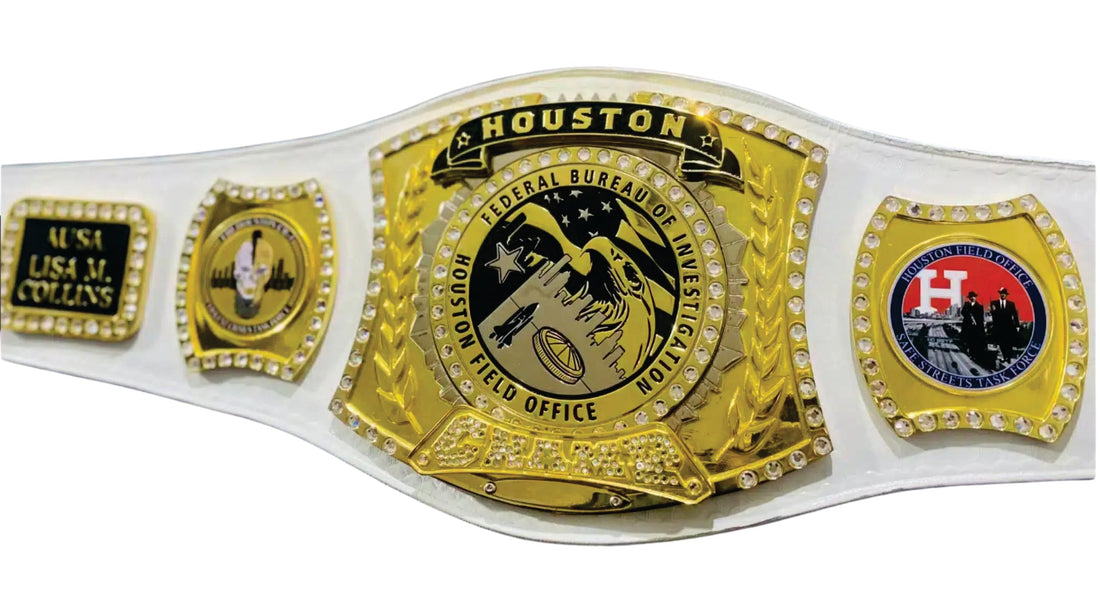 Houston Spinner White Federal Bureau of Investigation Champion Championship Belt Title Belts Nation