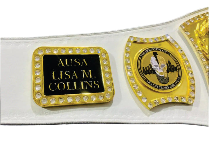 Houston Spinner White Federal Bureau of Investigation Champion Championship Belt Title Belts Nation
