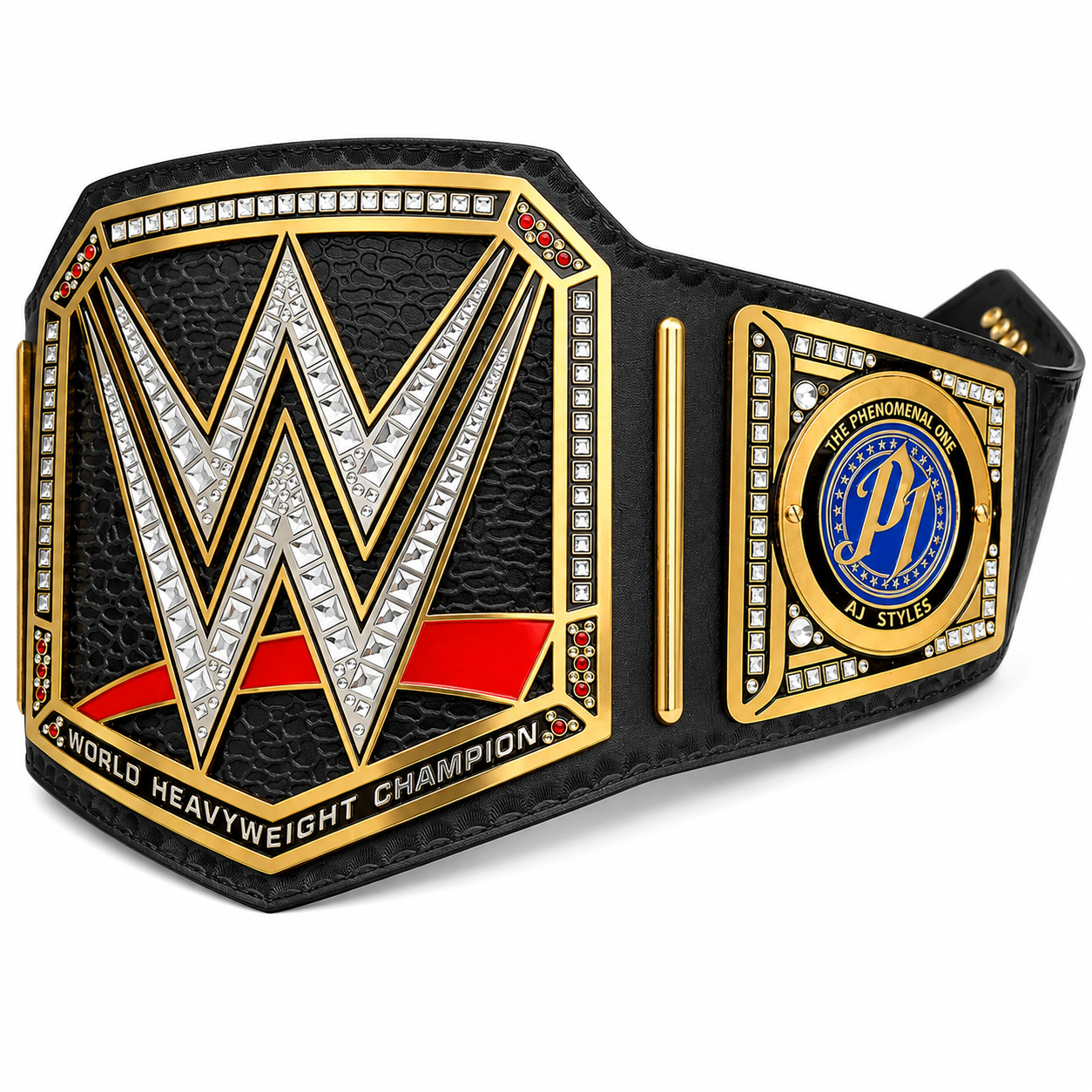 WWE AJ Styles World Heavyweight Championship Replica Belt  Black Leather Edition