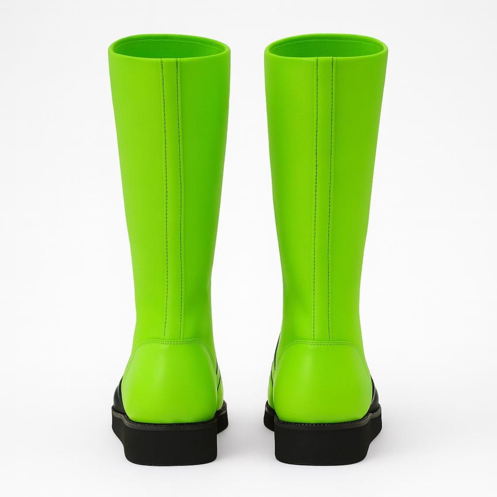 Pro Wrestling Boots Neon Green  Black Flame Genuine Leather Fight Shoes