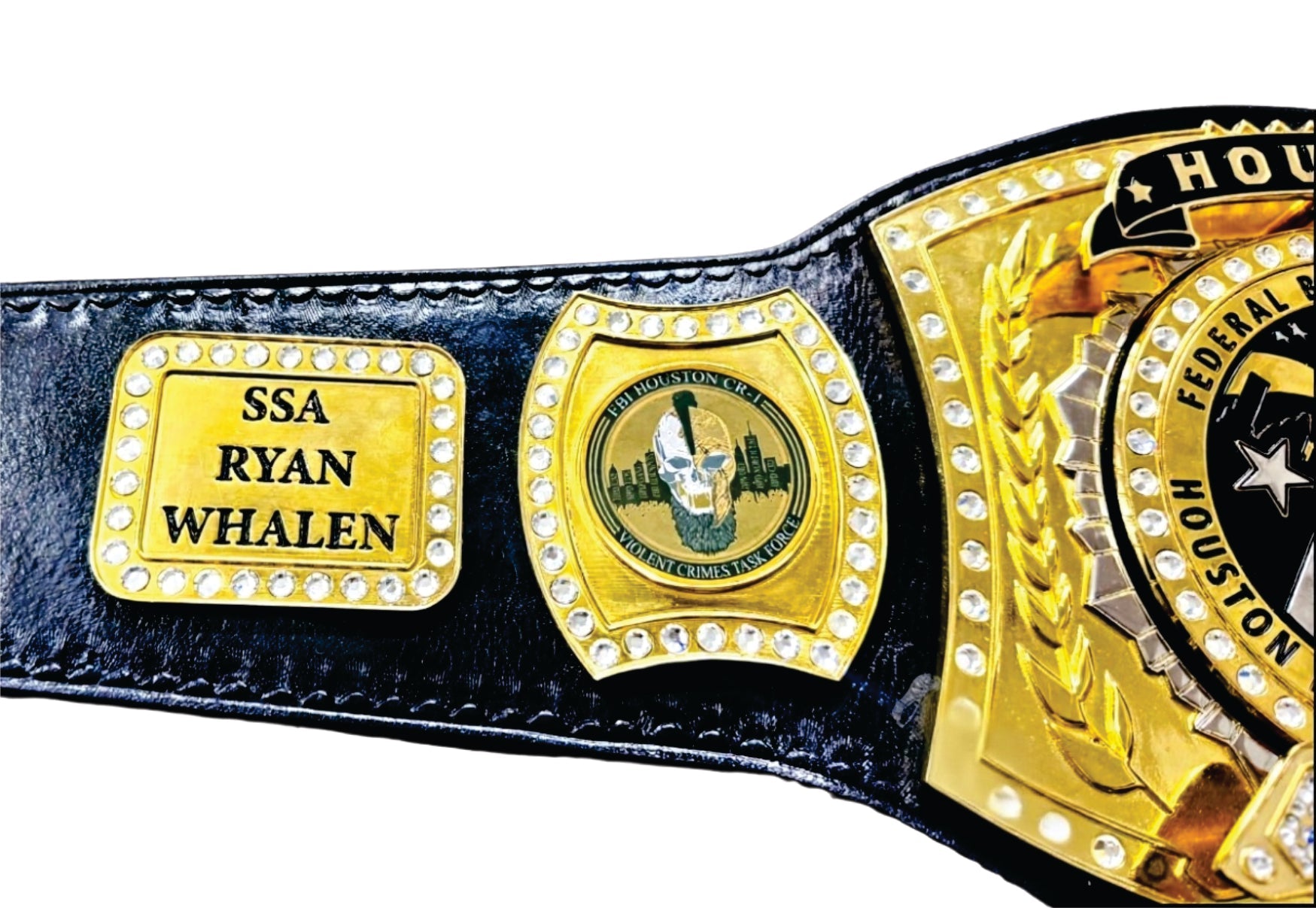 Houston Spinner Black Federal Bureau of Investigation Champion Championship Belt Title Belts Nation