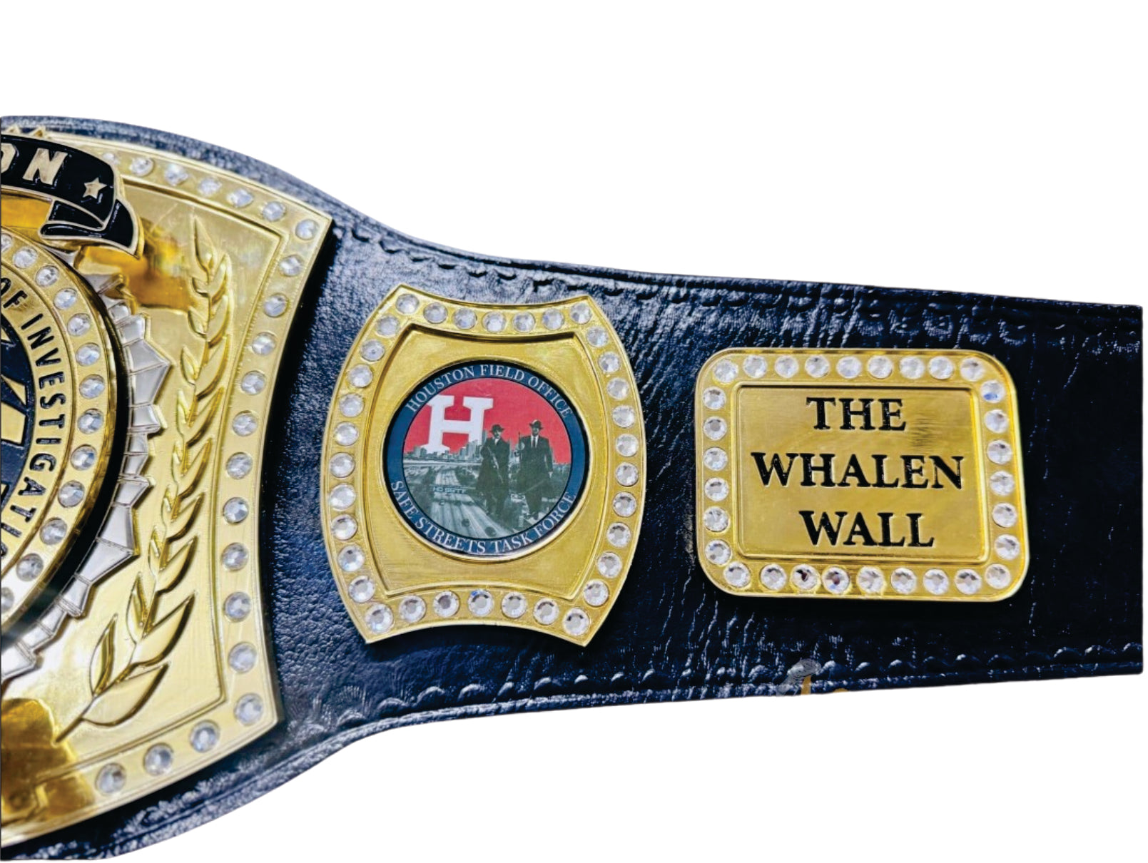 Houston Spinner Black Federal Bureau of Investigation Champion Championship Belt Title Belts Nation