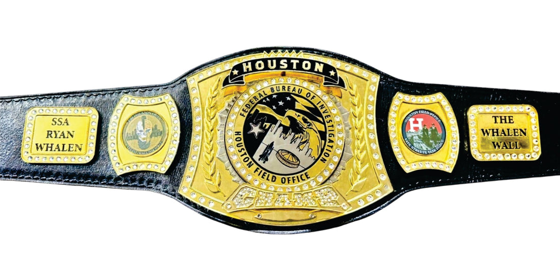 Houston Spinner Black Federal Bureau of Investigation Champion Championship Belt Title Belts Nation