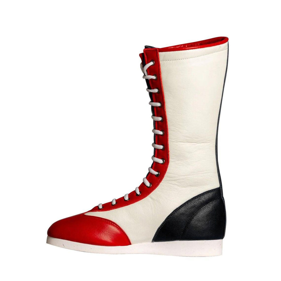 Retro Star Wrestling Boots Red White Blue Leather Cosplay Costume