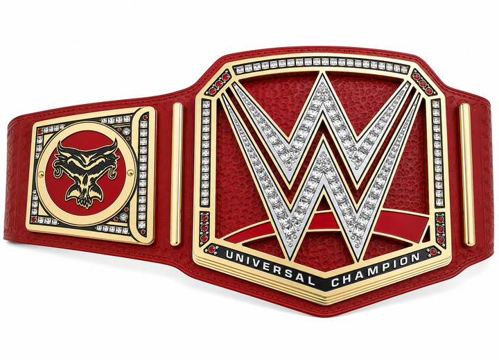 Custom Red Universal Championship Belt  Premium Gold Plated Wrestling Title Replica with Jewel-Stone Plates