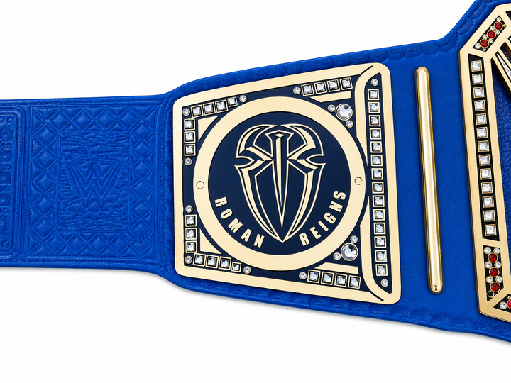 Roman Reigns Blue Universal Championship Belt  Premium WWE Replica Title with Custom Side Plates
