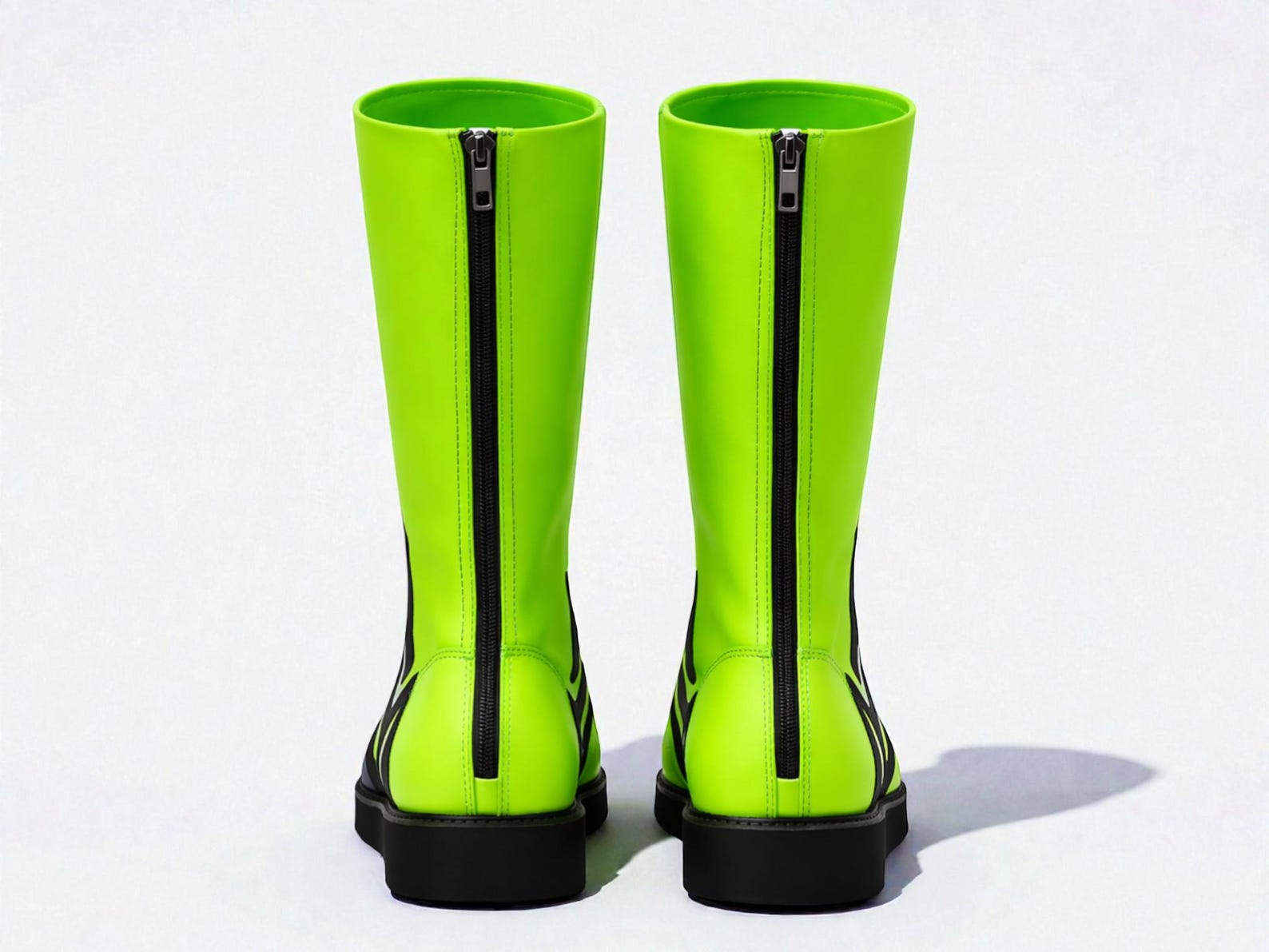 Neon Green Flame Wrestling Boots – Black Lace-Up High-Top Ring Shoes