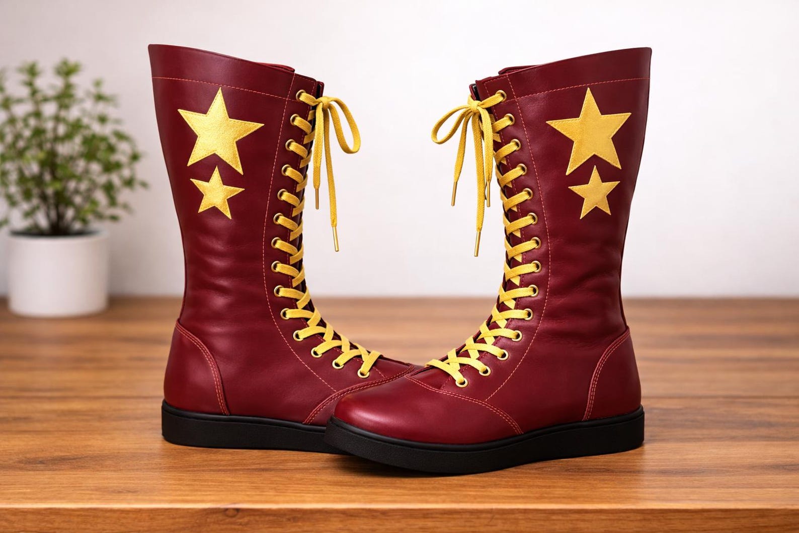 Pro Handmade Leather Wrestling Boots – Lace-Up Fight Gear