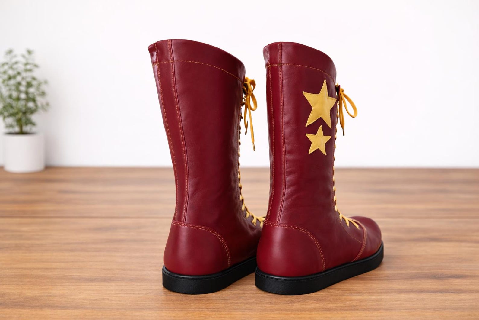Pro Handmade Leather Wrestling Boots – Lace-Up Fight Gear