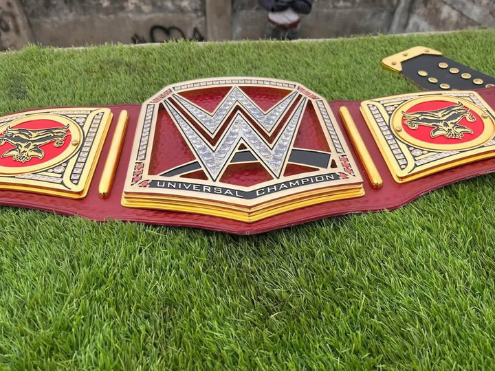 Wwe Red Universal Belt with Brock Sides plates CNC Championship Belt