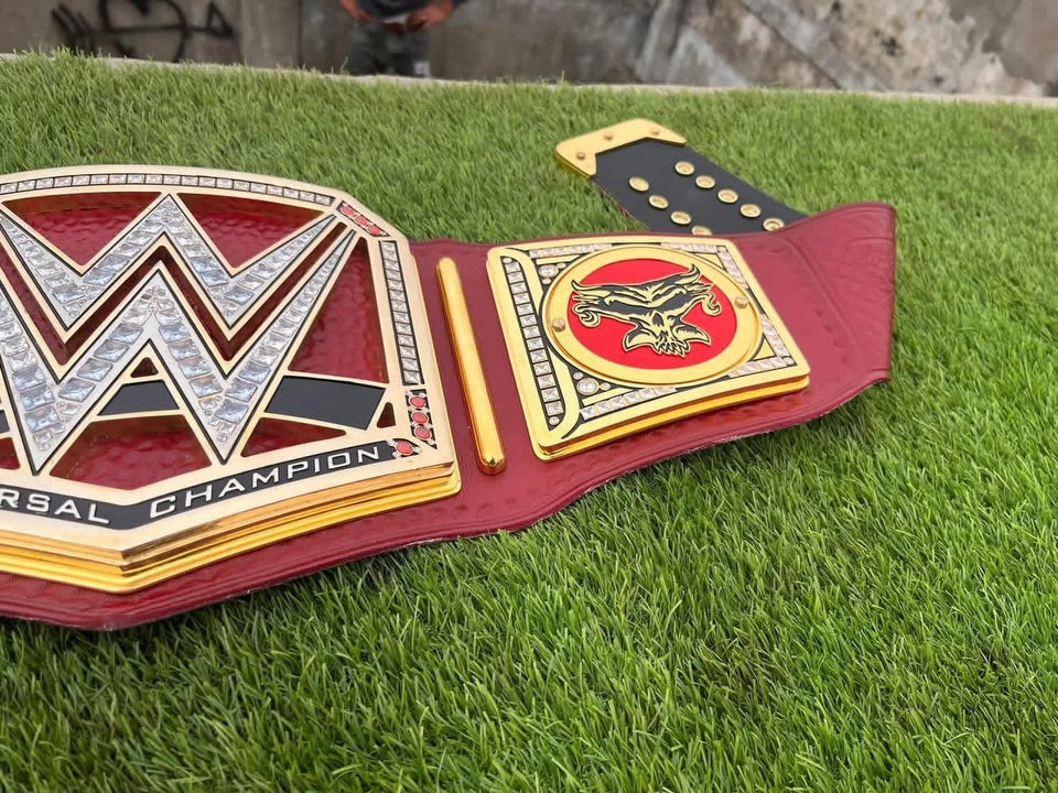 Wwe Red Universal Belt with Brock Sides plates CNC Championship Belt