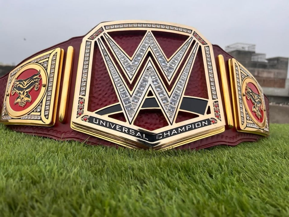 Wwe Red Universal Belt with Brock Sides plates CNC Championship Belt